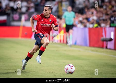 Spanisches La Liga es Sports Fußballspiel Rayo Vallecano gegen Osasuna im Vallecas Stadion in Madrid, 16. September 2024 900/Cordon Press Stockfoto