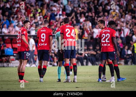 Spanisches La Liga es Sports Fußballspiel Rayo Vallecano gegen Osasuna im Vallecas Stadion in Madrid, 16. September 2024 900/Cordon Press Stockfoto