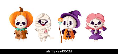 Niedliche Halloween-Feiertagskennzeichen flache Farbe Vektor-Icon Set Stock Vektor
