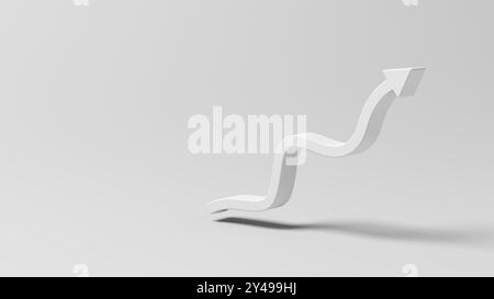 Diagramm. Pfeil auf grauem Hintergrund isoliert. Leer. Kopierbereich. 3D-Abbildung. Stockfoto