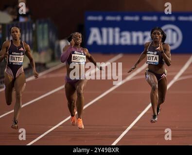 Anavia Battle und Brittany Brown aus den USA, Daryll Neita aus Großbritannien, die 200 m in der Memorial Van Damme Diamond League antreten Stockfoto