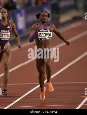 Brittany Brown aus den USA trat in den 200 m langen Frauen beim Finale der Memorial Van Damme Diamond League im King Baudouin Stadium in Brusse an Stockfoto