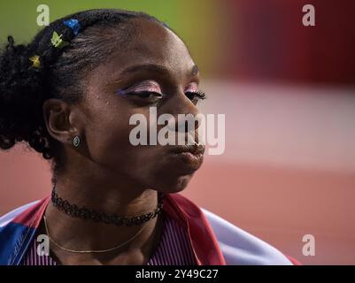 Brittany Brown aus den USA trat in den 200 m langen Frauen beim Finale der Memorial Van Damme Diamond League im King Baudouin Stadium in Brusse an Stockfoto