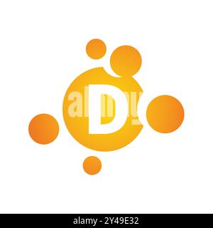 Vitamin-d-Vektor-Symbol. Farbenfrohes Nahrungsergänzungssymbol. Stock Vektor