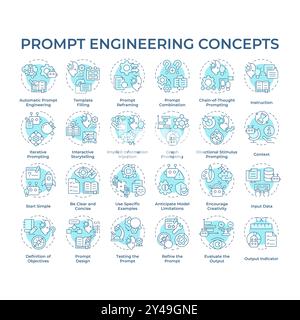 Prompt Engineering sanfte blaue Konzeptsymbole Stock Vektor
