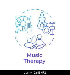 Symbol für das blaue Gradientenkonzept der Musiktherapie Stock Vektor