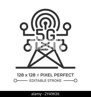 5G-Konnektivität Pixel Perfect linear Symbol Stock Vektor