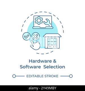Hardware- und Software-Auswahl: Weiches blaues Konzeptsymbol Stock Vektor