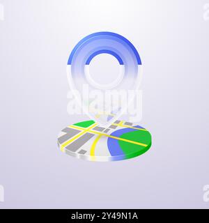 Navigations-PIN über Karte. Vektorabbildung. Stock Vektor