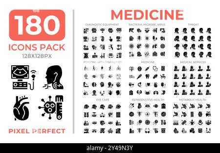 Medizin Glyphen Icon Set Kollektion Stock Vektor