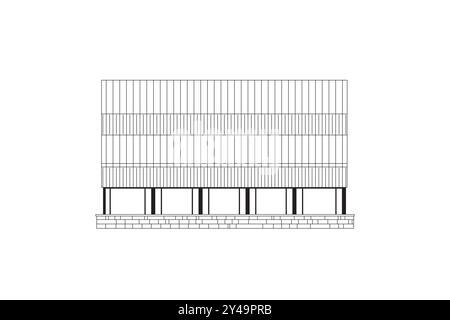 Liniendarstellung des neuen modernen Staatsarchivgebäudes in Bamberg an der Hainstrasse 39, Bamberg in Deutschland. Stock Vektor