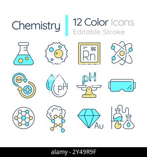 Chemie RGB-Farbsymbole festgelegt Stock Vektor