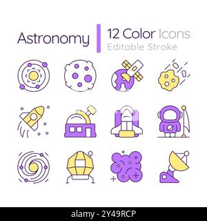 Astronomie RGB-Farbsymbole gesetzt Stock Vektor