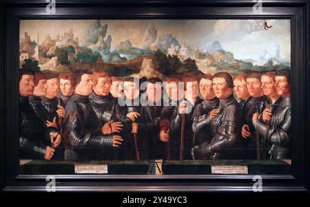 Arquebusier Civic Guards von Cornelis Anthonisz (ca. 1505–1553) niederländischer Maler Graveur und Kartograph. Im Rahmen. Stockfoto