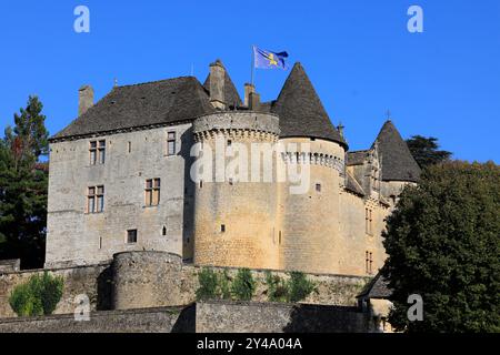 Die Festung von Fénelon in Périgord Noir. Geschichte, Kulturerbe, Tourismus, Film und Fernsehen. Sainte-Mondane, Dordogne, Périgord, New Aquitai Stockfoto