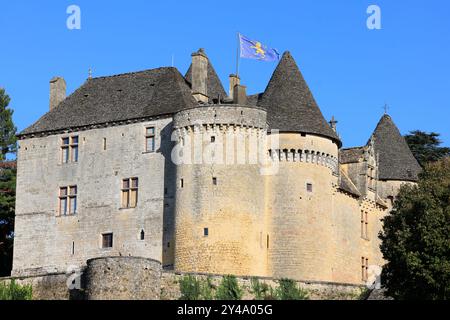 Die Festung von Fénelon in Périgord Noir. Geschichte, Kulturerbe, Tourismus, Film und Fernsehen. Sainte-Mondane, Dordogne, Périgord, New Aquitai Stockfoto