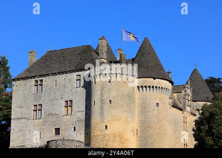 Die Festung von Fénelon in Périgord Noir. Geschichte, Kulturerbe, Tourismus, Film und Fernsehen. Sainte-Mondane, Dordogne, Périgord, New Aquitai Stockfoto