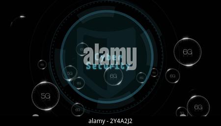 Bild der 6g-Text- und digitalen Datenverarbeitung über das Scope-Scannen Stockfoto