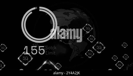 Bild der 6g-Text- und digitalen Datenverarbeitung über das Scope-Scannen Stockfoto