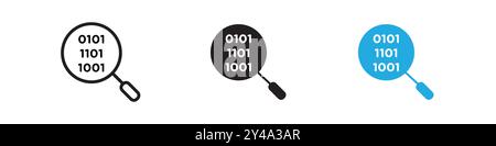 Binärcode-Symbol Vektorlinie Logo-Marke oder Symbolsatz-Umrissstil der Sammlung Stock Vektor