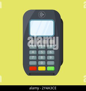 Abbildung eines Zahlungsterminals, zur Verwendung in Geschäften und Einzelhandelsgeschäften, Handelskonzept, Vektorillustration, flache Illustration Stock Vektor