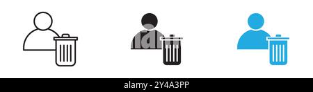 Löschen Sie den Konturstil des Benutzersymbols Vektorlinie Logomarke oder Symbolsatz der Sammlung Stock Vektor