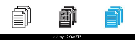 Konturstil für Dokumentsymbol Vektorlinie Logo-Marke oder Symbolsatz Sammlung Stock Vektor