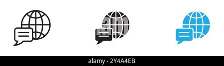 Sprache Symbol Vektorlinie Logomarke oder Symbolsatz Kontur Stil der Sammlung Stock Vektor