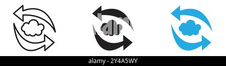 Synchronisationssymbol Vektorlinie Logo-Marke oder Symbolsatz Sammlung Konturstil Stock Vektor