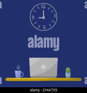 Arbeitsplatz, Zeitmanagement, flache Vektorillustration Stock Vektor