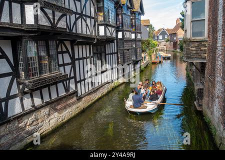 Boot, Ausflug, Tour, River Stour, Weber, Haus, Canterbury, Kent, England Stockfoto