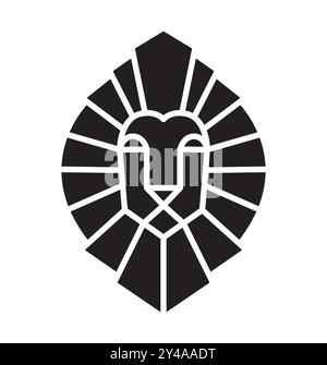 Silhouettendesign mit Löwenkopf-Schild. Symbol für Wappen-Vektor. Luxusmarke für Geschäftsprojekte. Entwickeln Sie Stabilität und schützen Sie Ihre Investitionen Stock Vektor