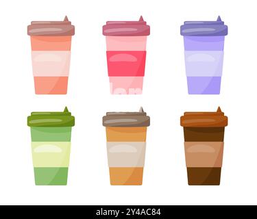 Satz farbiger Gläser auf weißem Hintergrund, Vektorillustration Stock Vektor