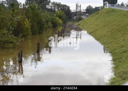 Olomouc, Tschechische Republik. September 2024. Nach den Überschwemmungen in der Region Olmütz, Olmütz, Tschechische Republik, 17. September 2024. Quelle: Ludek Perina/CTK Photo/Alamy Live News Stockfoto