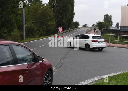 Olomouc, Tschechische Republik. September 2024. Nach den Überschwemmungen in der Region Olmütz, Olmütz, Tschechische Republik, 17. September 2024. Quelle: Ludek Perina/CTK Photo/Alamy Live News Stockfoto