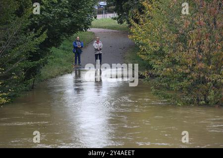 Olomouc, Tschechische Republik. September 2024. Nach den Überschwemmungen in der Region Olmütz, Olmütz, Tschechische Republik, 17. September 2024. Quelle: Ludek Perina/CTK Photo/Alamy Live News Stockfoto