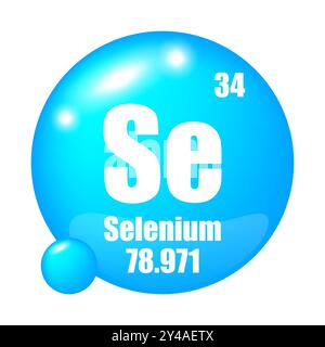 Symbol für Selenelement. Atomzahl 34. Selen 78,971 Masse. Vektor-SE-Symbol. Stock Vektor