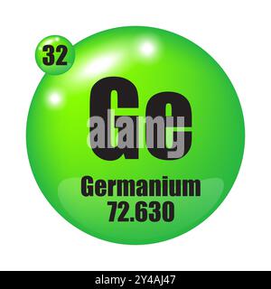 Symbol für Germanium. Element Ge 32. Atommasse 72.630. Vektorelement. Stock Vektor