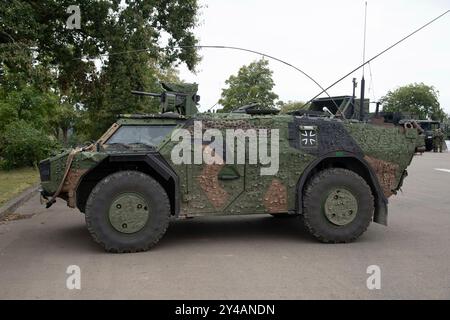 Idar Oberstein, Deutschland. September 2024. Bundesverteidigungsminister Boris Pistorius besucht am 16. September 2024 die Artillerieschule in Idar-Oberstein, Credit: dpa/Alamy Live News Stockfoto