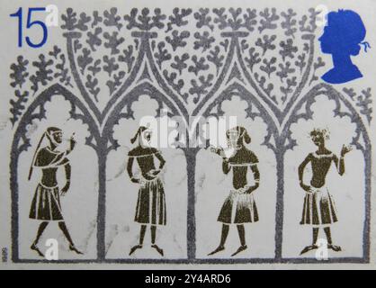 ISTANBUL, TÜRKEI - 24. JANUAR 2021: Britische Briefmarke zeigt Ely Cathedral, Cambridgeshire, 800. Jahrestag um 1989 Stockfoto