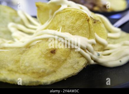 Details zu kalten Kartoffeln mit Sauce, Mittagessen und Spaß Stockfoto