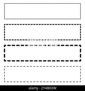 Gestrichelte Linie. Gepunktete Rechteckkontur. Einfacher Randvektor. Minimalistisches Kästensymbol. Stock Vektor