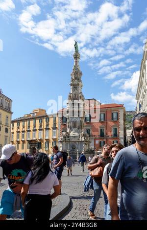 Turm der Unbefleckten Mariensäule, Piazza del Gesù Nuovo, Guglia dell'Immacolata, Neapel, Italien, Europa Stockfoto