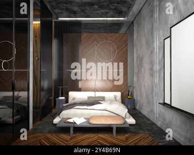 3D-Render Luxus Hotel Zimmer Stockfoto