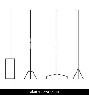 Minimalistische Standformen. Einfache Linienformulare. Möbelvektorsymbole. Geometrische Konstruktionselemente. Stock Vektor