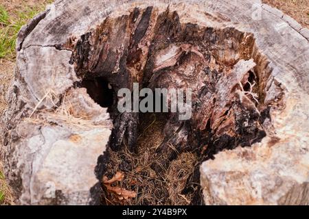 Eichenstumpf, alles, was vom Baum nach Hurrikan Idalia übrig geblieben ist! Stockfoto