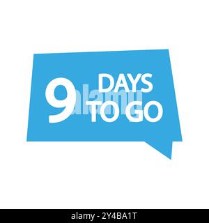 9 Tage bis zum nächsten Tag Illustration. Großer Text mit der Zahl neun. Symbol für Countdown-Vektor. Blaue Sprechblase. Stock Vektor