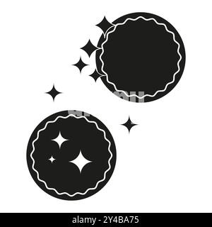 Glitzernde Badge-Symbole. Sternförmiger runder Vektor. Dekoratives Kreissymbol. Verleihung oder Siegelabbildung. Stock Vektor