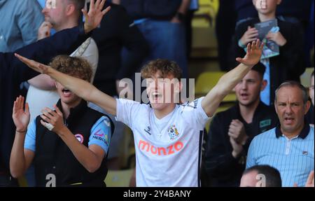 Coventry City Fans vor dem Sky Bet Championship Spiel zwischen Watford und Coventry City in der Vicarage Road, Watford am Samstag, den 14. September 2024. (Foto: Jade Cahalan | MI News) Credit: MI News & Sport /Alamy Live News Stockfoto