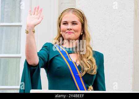 Den Haag, Niederlande, 2024 2011-09-17 14:20:02 THE HAAG, 17-09-2024, Noordeinde Palace Prinzessin Amalia während des Prinzessin Day auf dem Balkon des Noordeinde Palace FOTO: NL Beeld/Patrick van EMST Credit: NL Beeld / Patrick van EMST Stockfoto